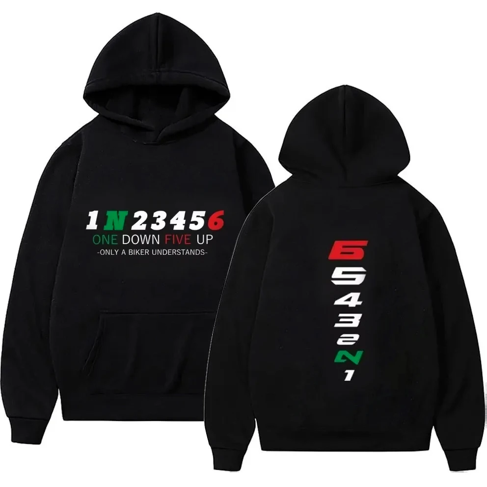 Motorcycle Gear Hoodie - 1N23456 Мотоциклетное снаряжение Байкер Сердцебиение Принт