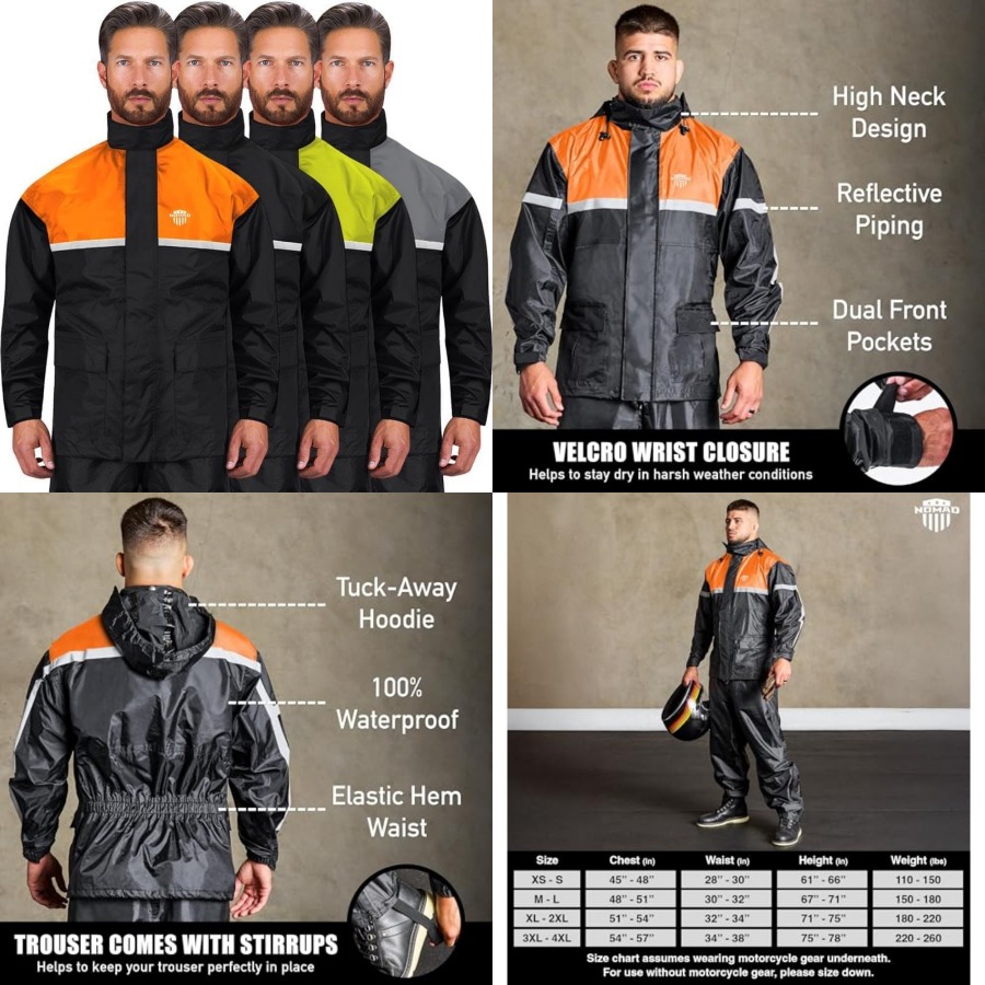 Motorcycle Gear Hoodie - Водонепроницаемый мотоциклетный дождевик, 2-х предметный комплект