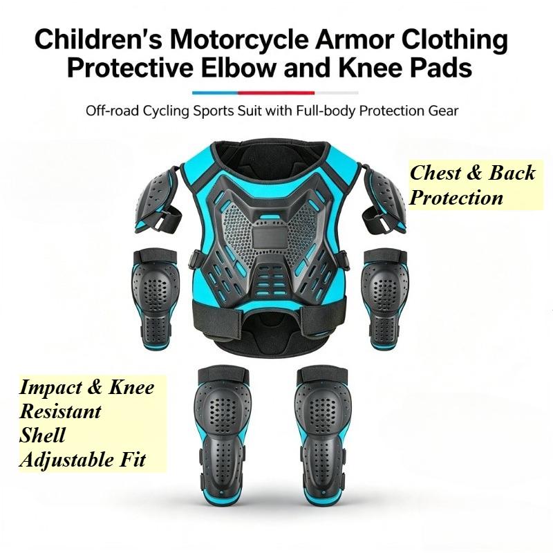 Motorcycle Gear Full Suit - Детская мотоциклетная защитная экипировка, наколенники и